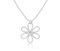 Flower Shaped Ball CZ Silver Necklace SPE-3668